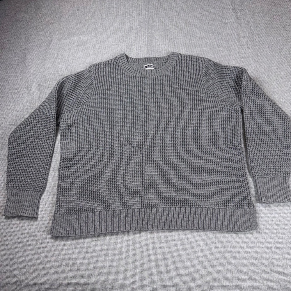 Duluth Trading Co Mens XXL Gray Waffle Knit Cotton Blend Crewneck Sweater